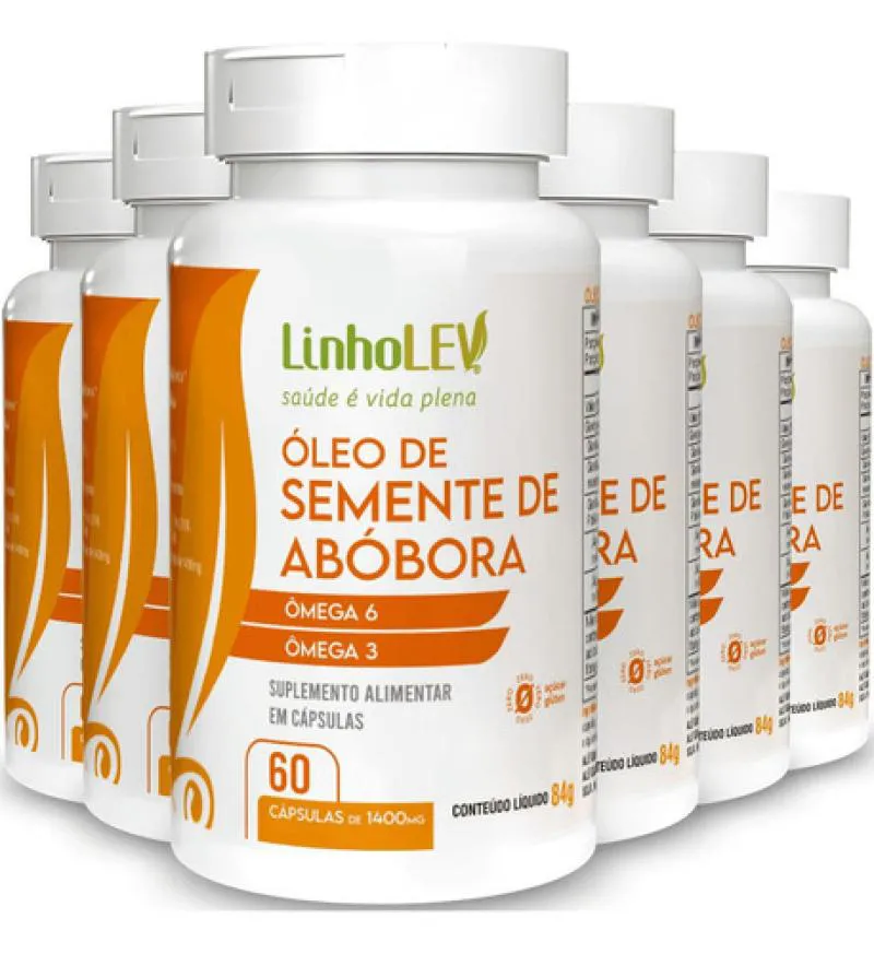 KIT 6 OLEO DE ABOBORA 60 CAPSULAS - LINHO LEV