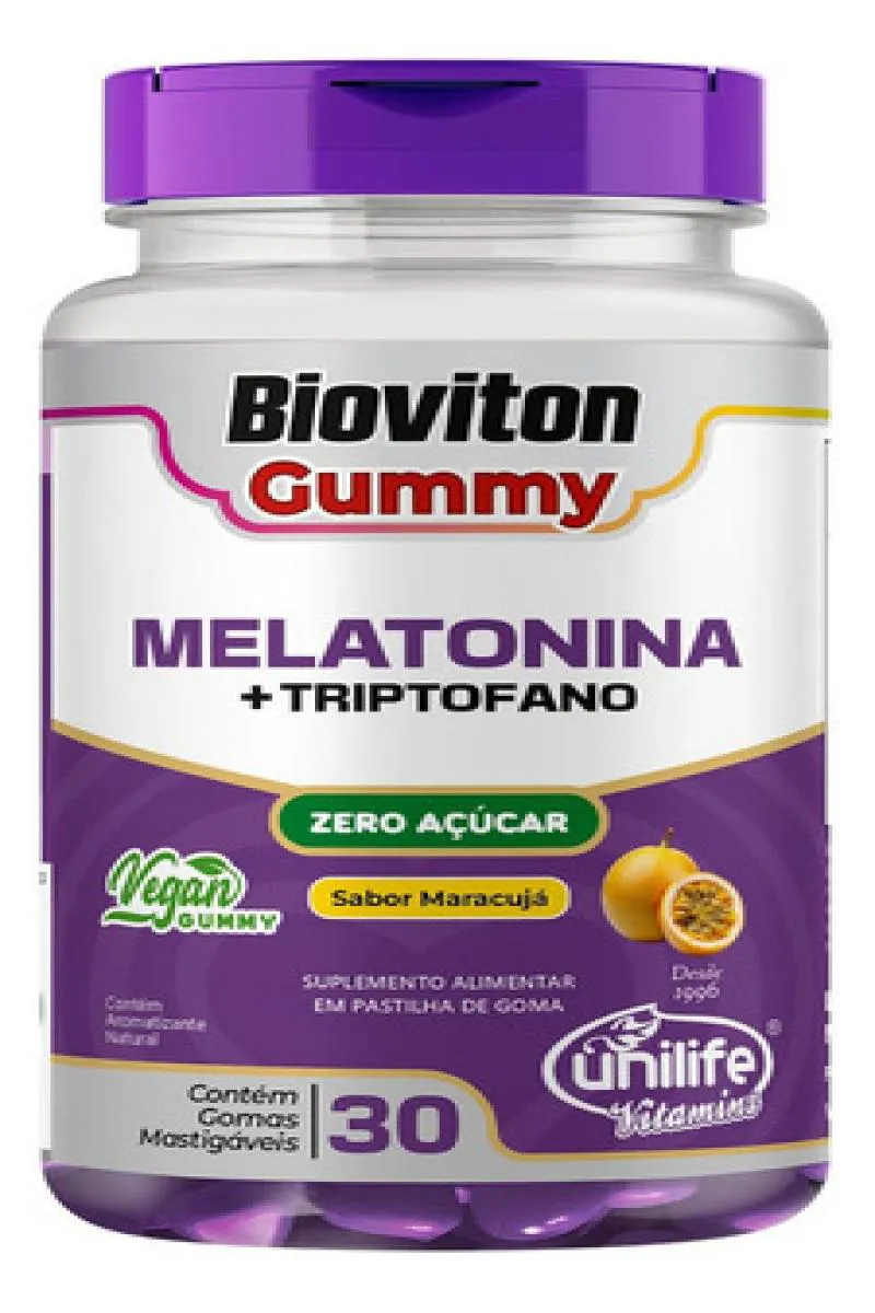 MELATONINA SABOR MARACUJA 30 GOMAS - UNILIFE