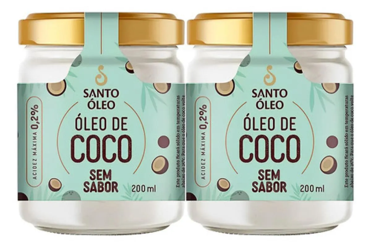 ÓLEO DE COCO SEM SABOR 2 X 200ML SANTO ÓLEO