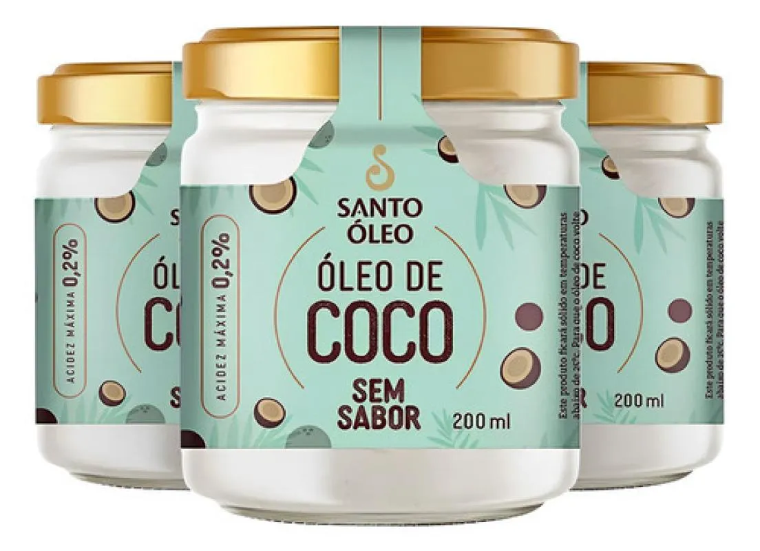 ÓLEO DE COCO SEM SABOR 3 X 200ML SANTO ÓLEO