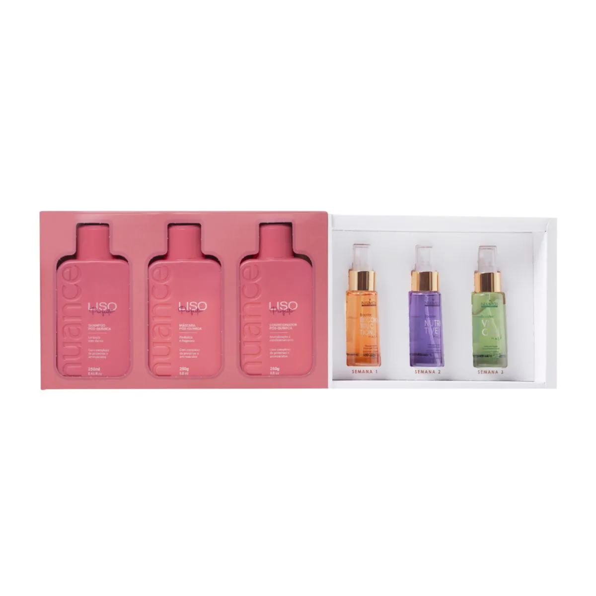 KIT SHAMPOO CONDICIONADOR MáSCARA 3 ÓLEO LISO HIDRATA NUANCE