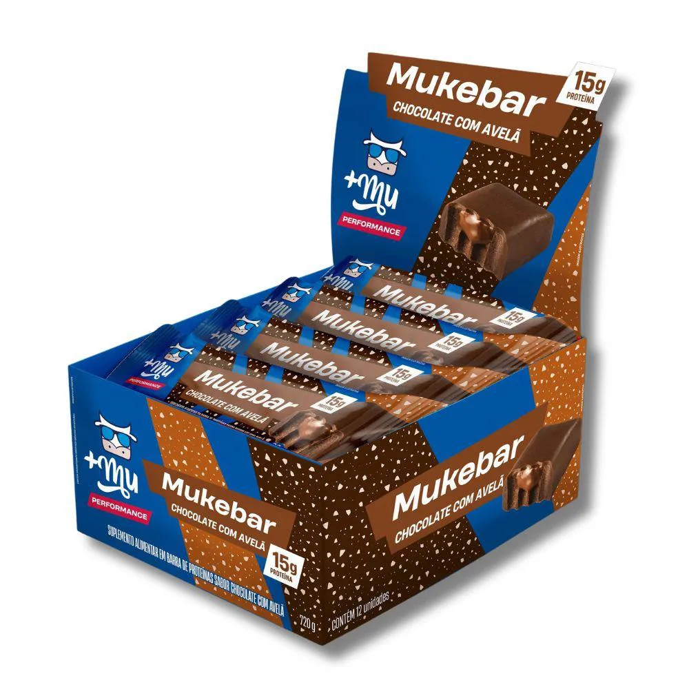 BARRA DE PROTEíNA MUKEBAR CHOCOLATE CM AVELã (CX C/ 12UN DE 60G) U Unica
