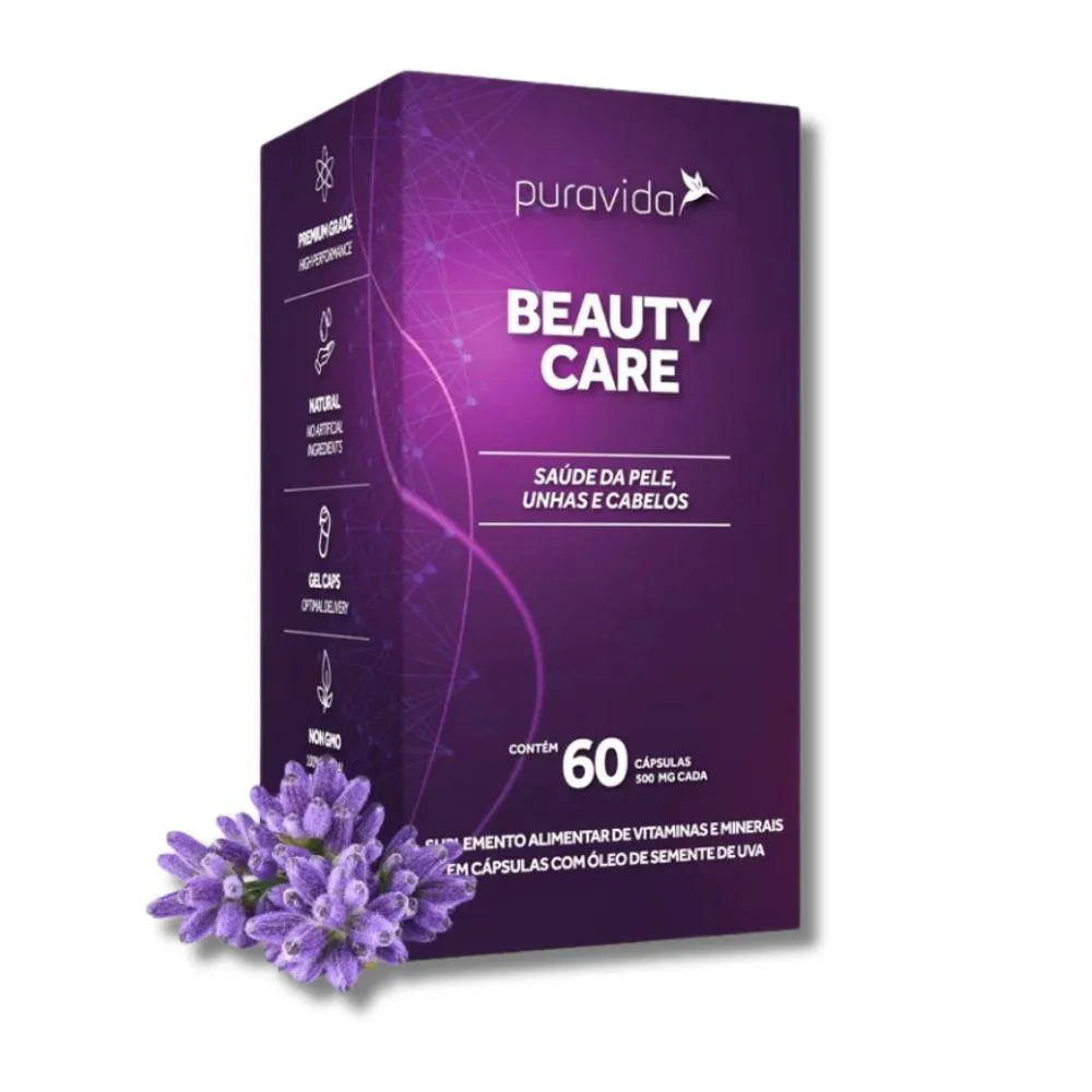 BEAUTY CARE CABELOS UNHA PELE PURAVIDA 60 CAPS U Unica