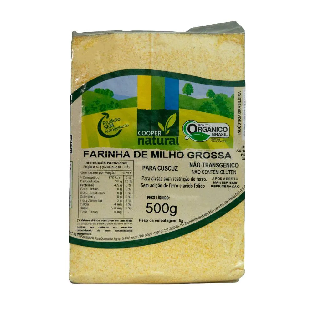 FARINHA DE MILHO GROSSA ORGâNICA COOPERNATURAL 500G U Unica
