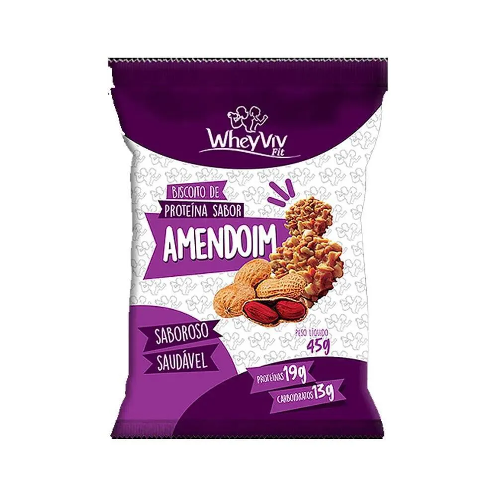 KIT BISCOITO DE PROTEíNA SABOR AMENDOIM WHEYVIV (5UN DE 45G) U Unica