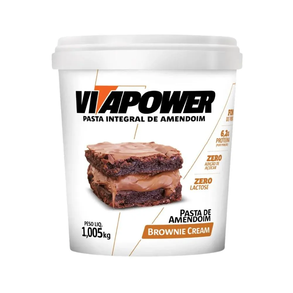 PASTA DE AMENDOIM SABOR BROWNIE CREAM VITAPOWER 1,005KG U Unica