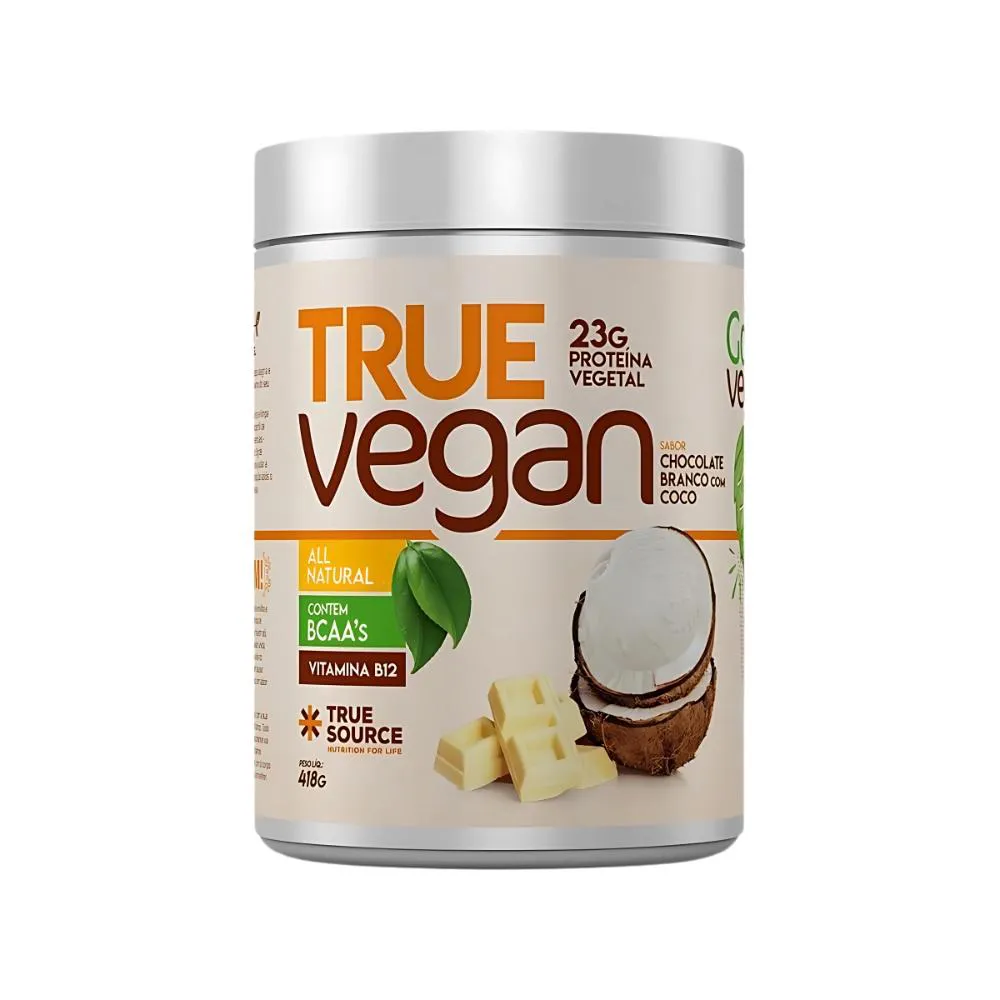 TRUE VEGAN PROTEíNA ISOLADA VEGANA CHOCOLATE BRANCO COM COCO TRUE SOURCE 418G U Unica