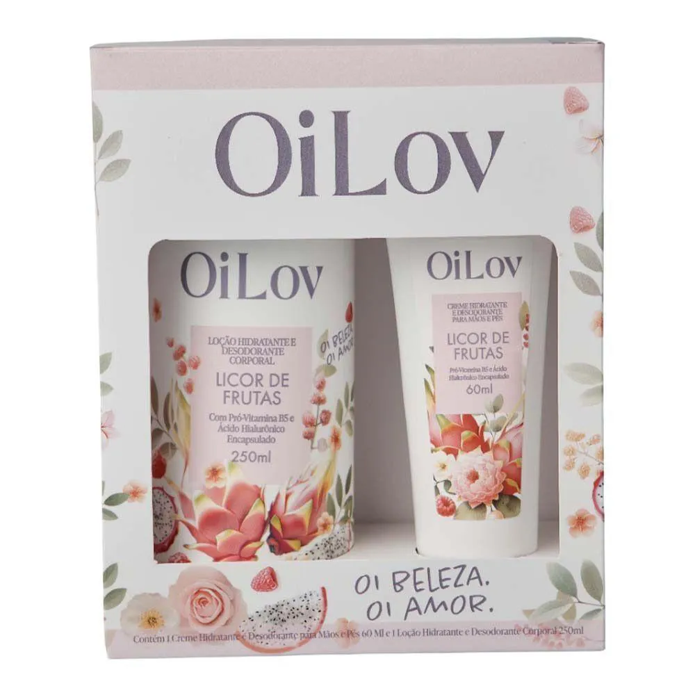 KIT LOçãO HIDRATANTE + CREME MãOS E PéS LICOR DE FRUTAS OILOV