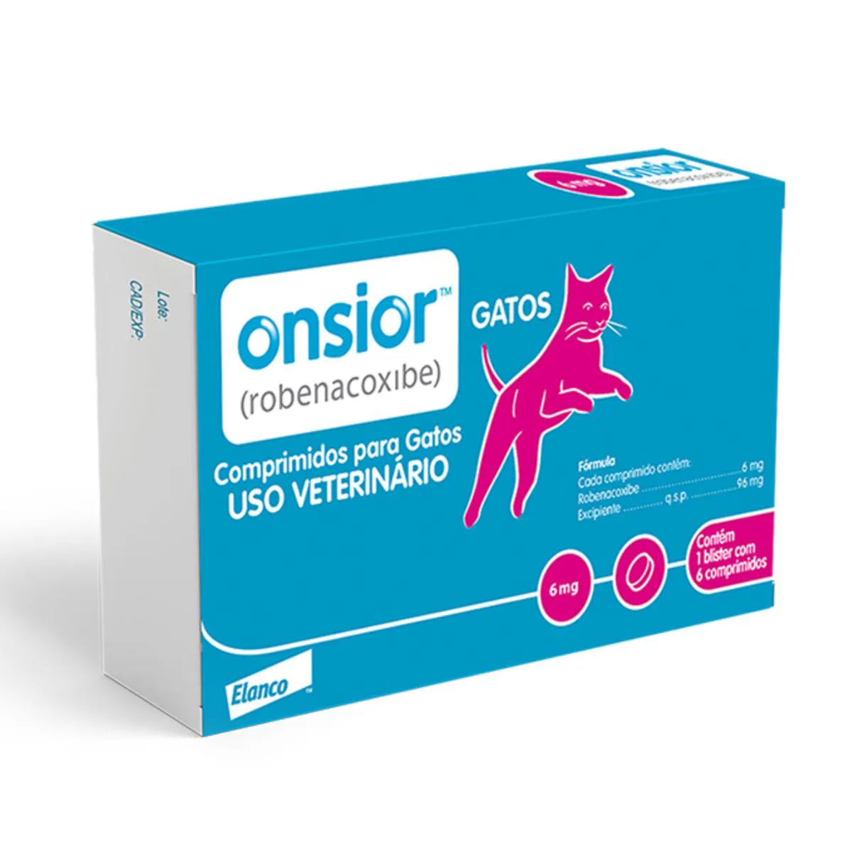ANTI-INFLAMATóRIO ONSIOR 6MG PARA GATOS COM 6 COMPRIMIDOS