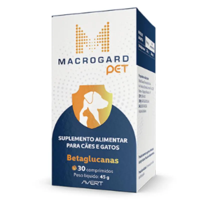 SUPLEMENTO ALIMENTAR MACROGARD PET PARA CãES E GATOS COM 30 COMPRIMIDOS