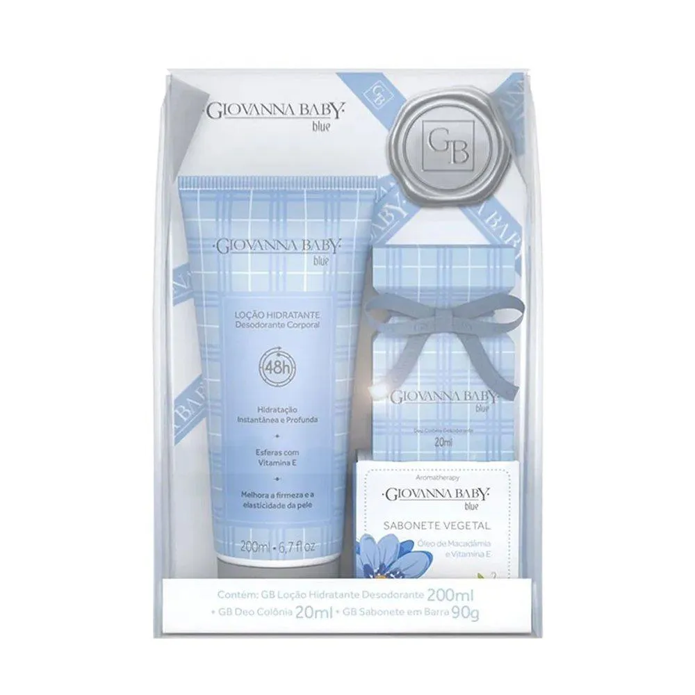 COLONIA GIOVANNA BABY BLUE 20ML + LOCAO 200ML + SABONETE 90G