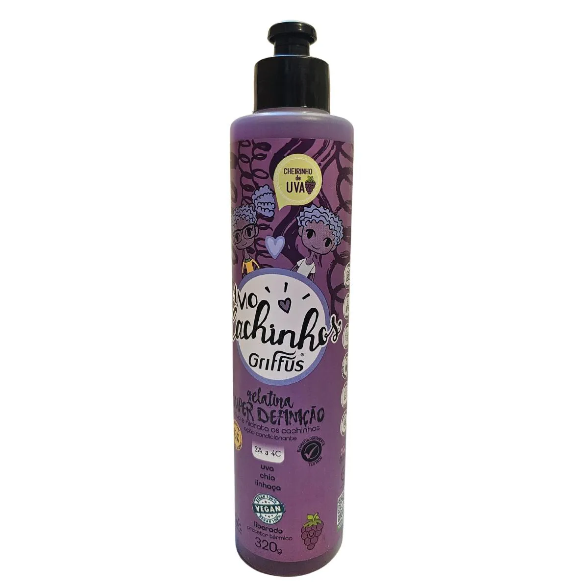 GELATINA SUPER DEFINIçãO 2A A 4C CHEIRINHO DE UVA VEGANO AMO CACHINHOS GRIFFUS 320G