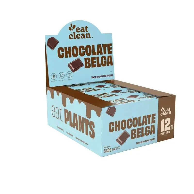 BARRINHA DE PROTEINA EAT CLEAN (DISPLAY COM 12 UNIDADES - 45G) - SABOR: CHOCOLATE BELGA