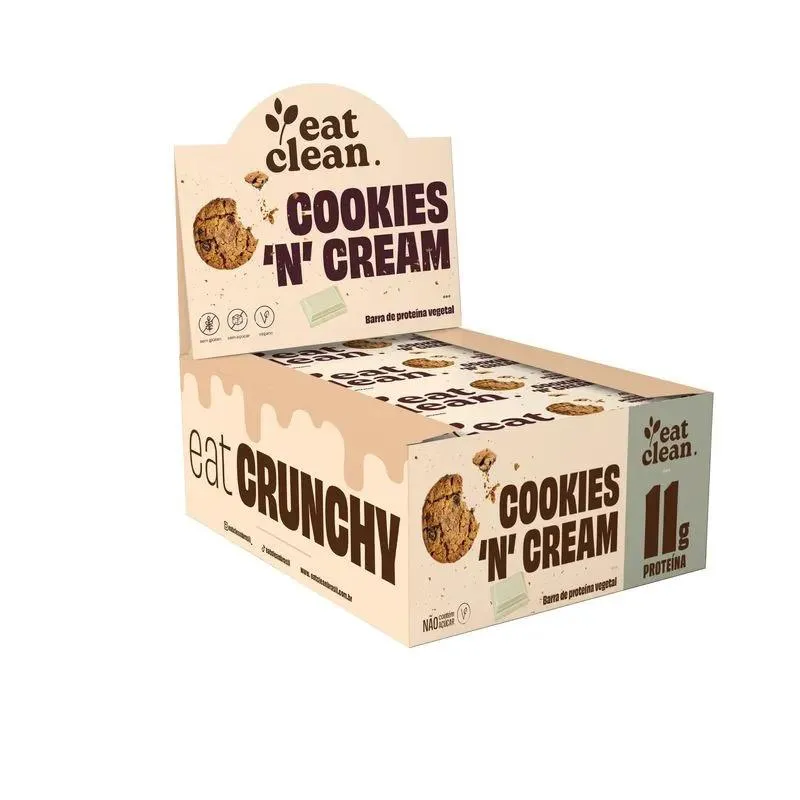 BARRINHA DE PROTEINA EAT CLEAN (DISPLAY COM 12 UNIDADES - 45G) - SABOR: COOKIES E CREAM