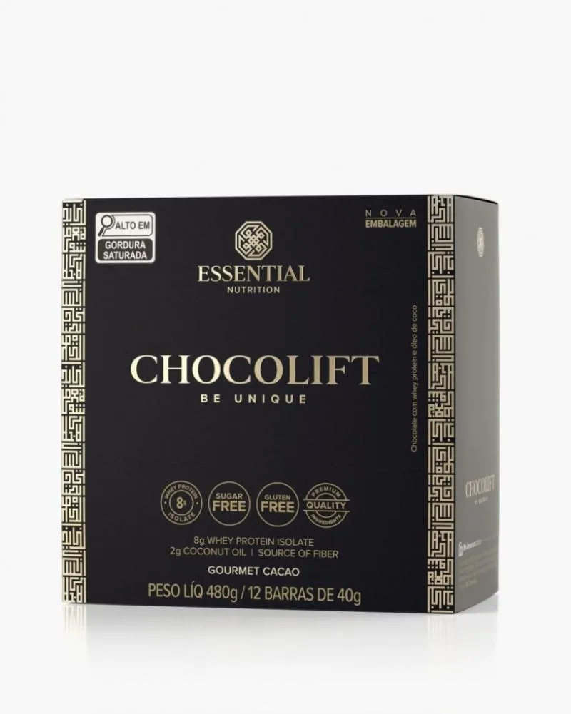 CHOCOLIFT (DISPLAY 12 BARRAS DE 40G) - (NOVA EMBALAGEM) - SABOR: BE UNIQUE