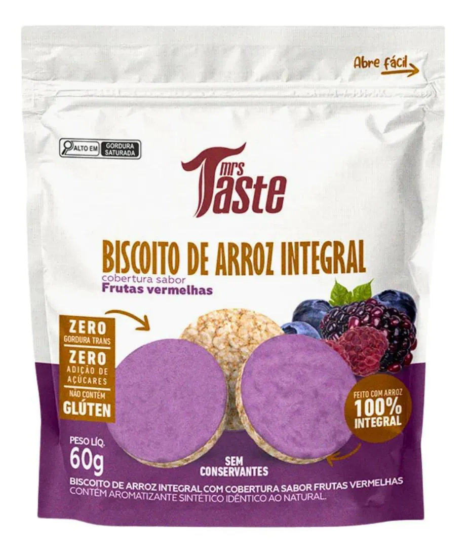BISCOITO DE ARROZ INTEGRAL ZERO FRUTAS VERMELHAS 60G MRS TASTE