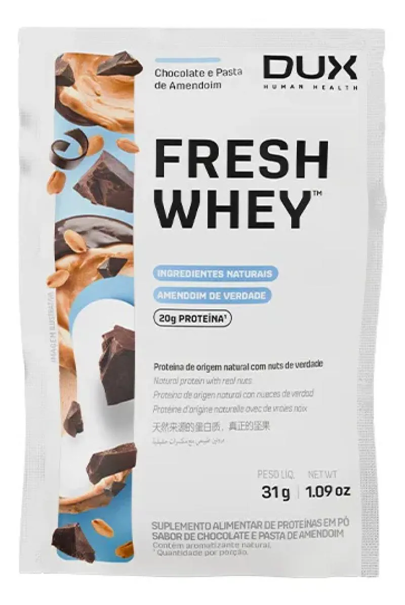FRESH WHEY SACHê 29G DOSE CHOCOLATE E PASTA DE AMENDOIM DUX