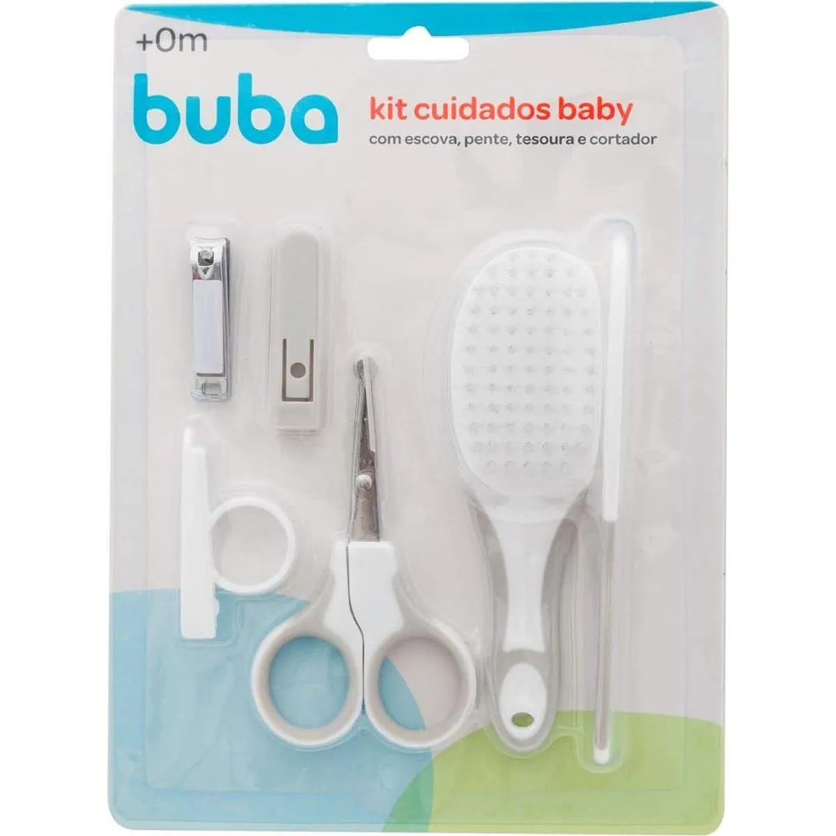 BUBA KIT CUIDADOS ESCOVA PENTE TESOURA E CORTADOR CINZA