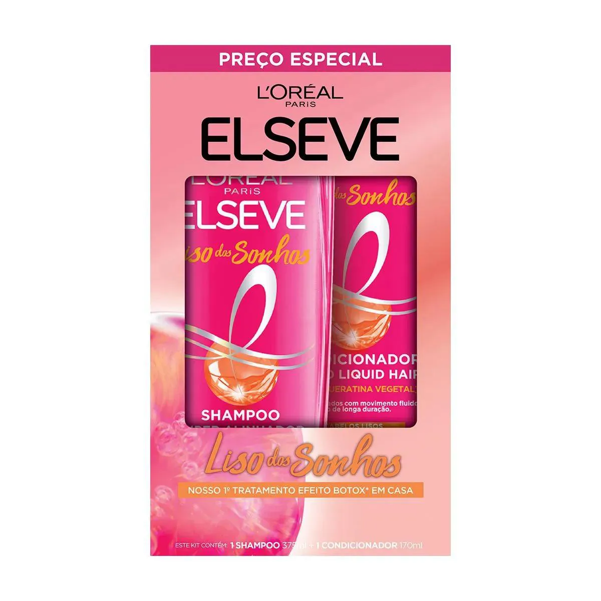 ELSEVE LISO DOS SONHOS KIT SHAMPOO 375ML + CONDICIONADOR 170ML