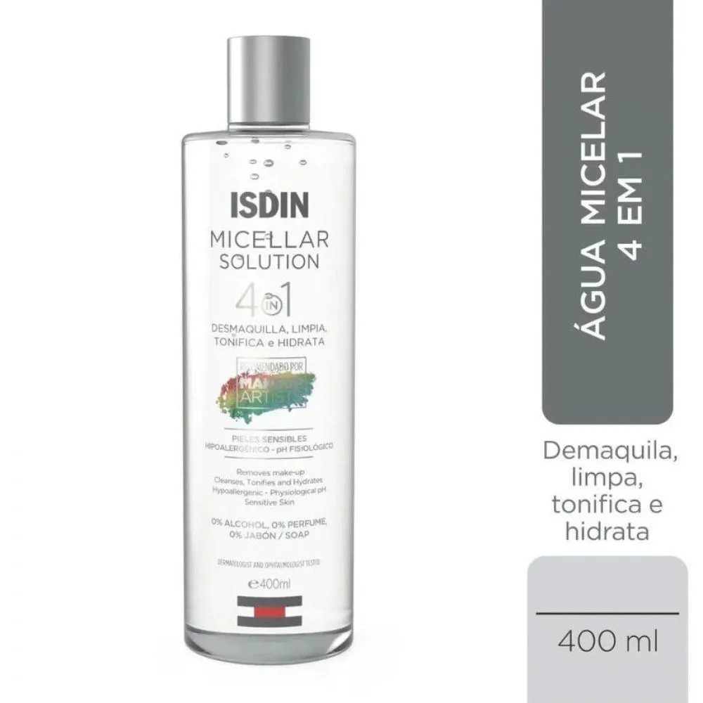 ÁGUA MICELAR ISDIN MICELLAR SOLUTION 4 EM 1 COM 400ML
