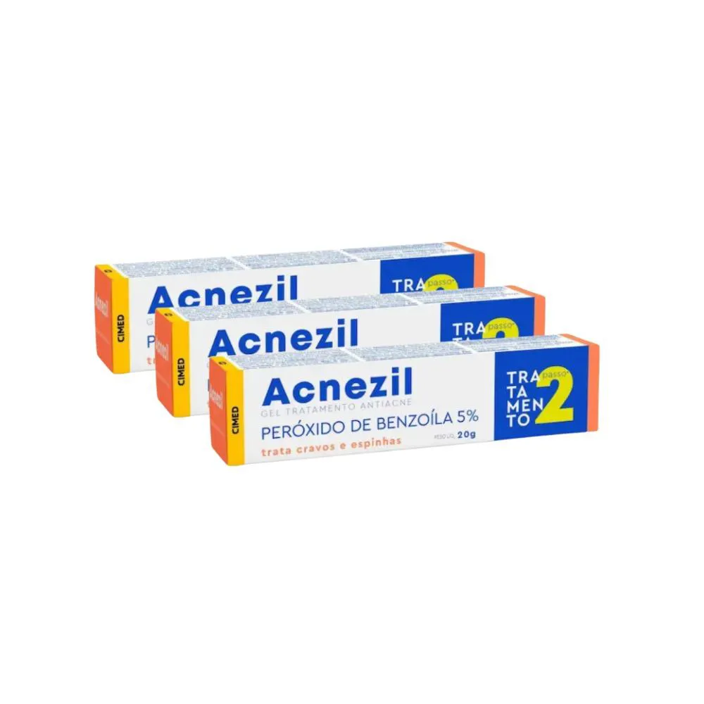 KIT 3 ACNEZIL GEL TRATAMENTO ANTIACNE - 20G - CIMED