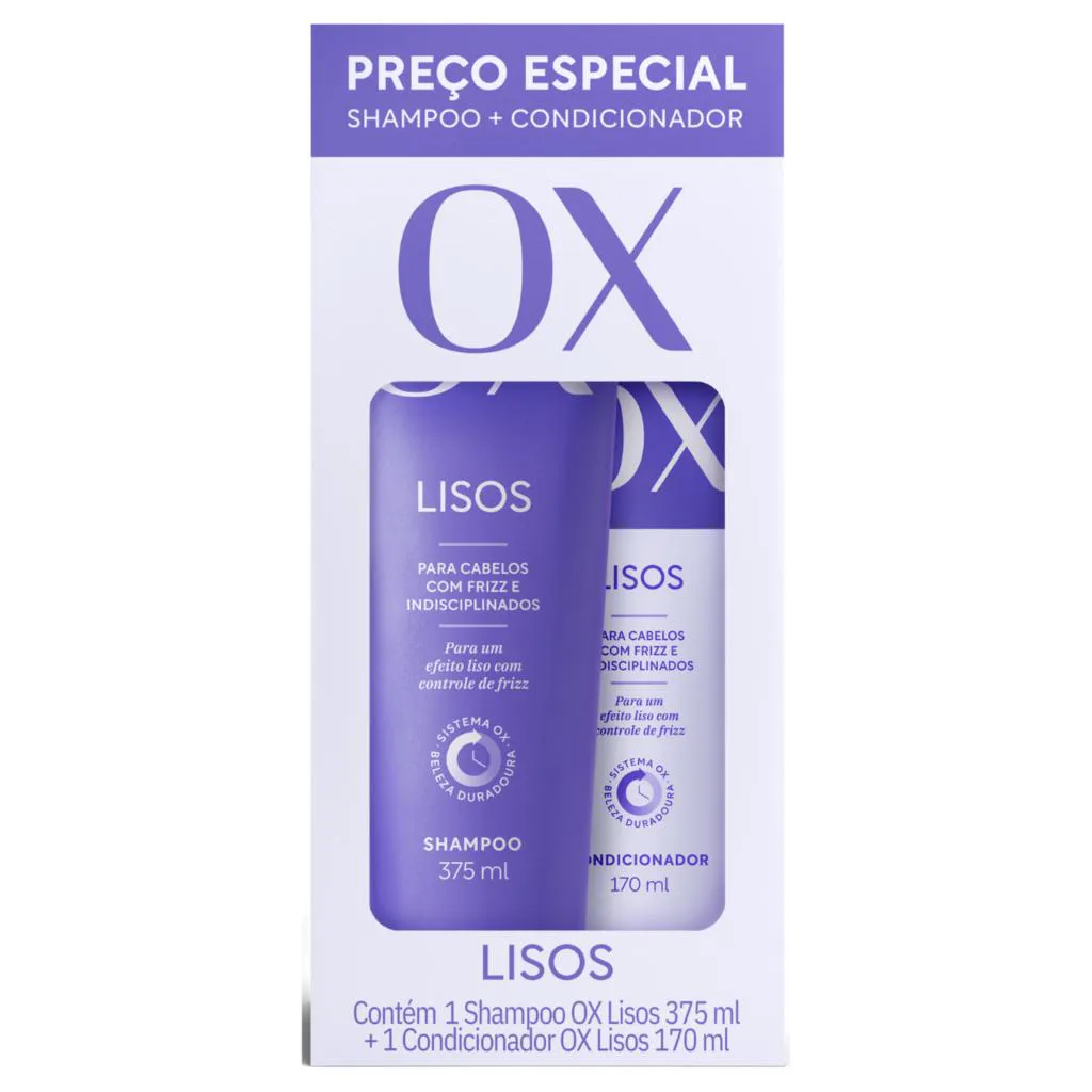 SHAMPOO + CONDICIONADOR OX 375ML + 170ML LISOS