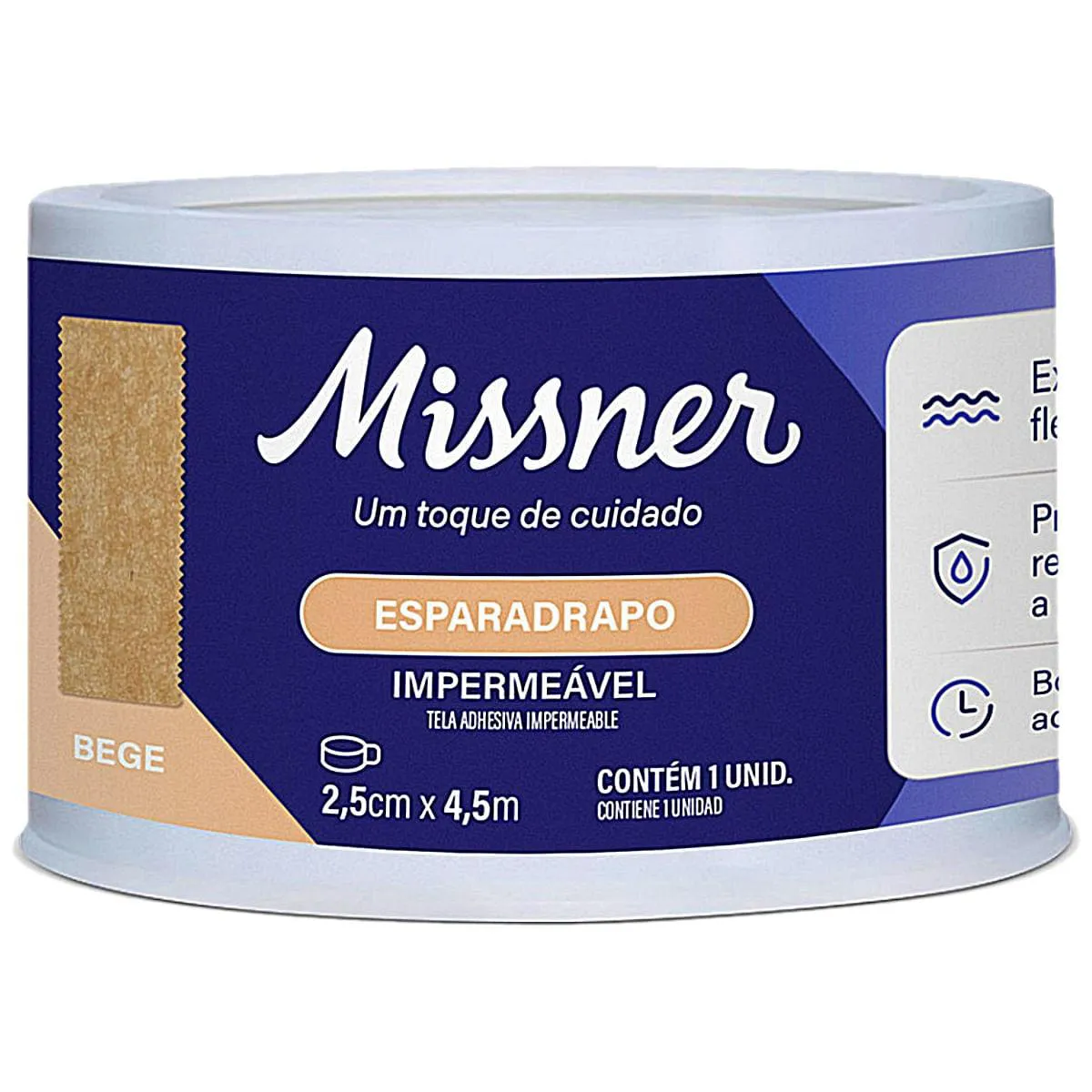 ESPARADRAPO IMPERMEáVEL MISSNER BEGE 2,5CM X 4,5M