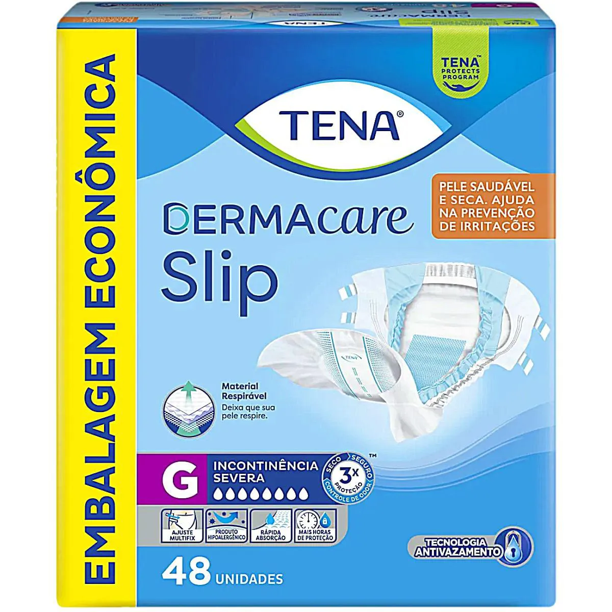 FRALDA GERIáTRICA TENA DERMACARE SLIP TAM G 48 UNIDADES