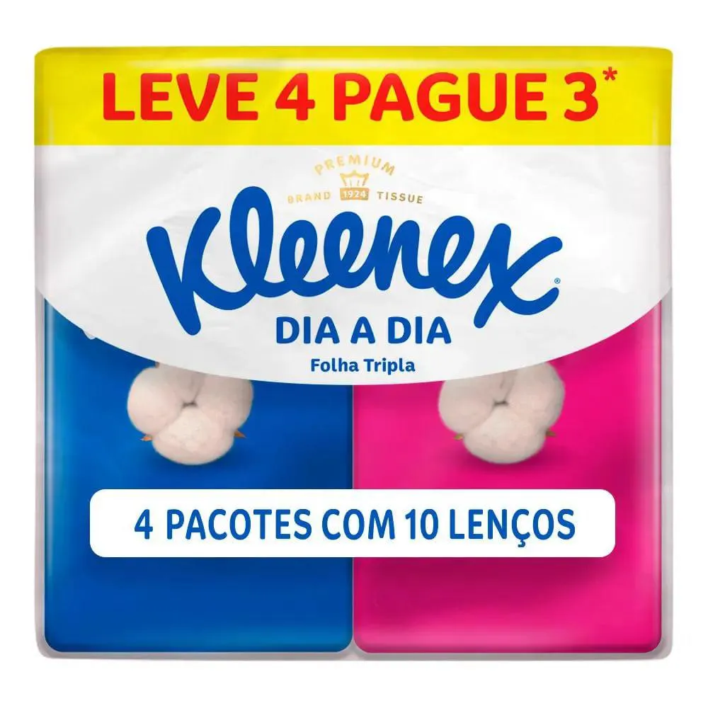 LENçO DE PAPEL DE BOLSO KLEENEX DIA A DIA LEVE 4 PAGUE 3