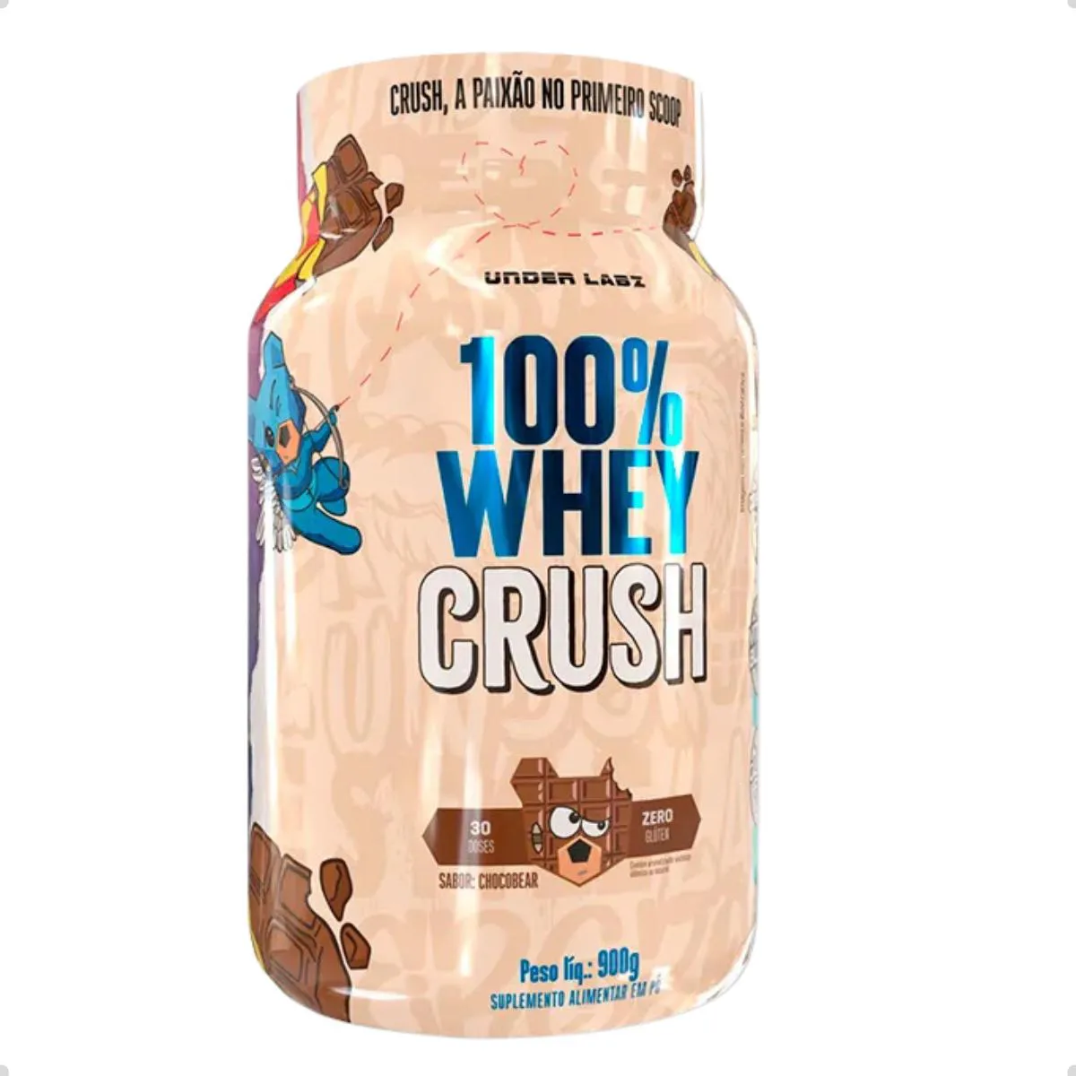 100% WHEY PROTEIN CRUSH CONCENTRADO 900G UNDER LABZ Chocolate