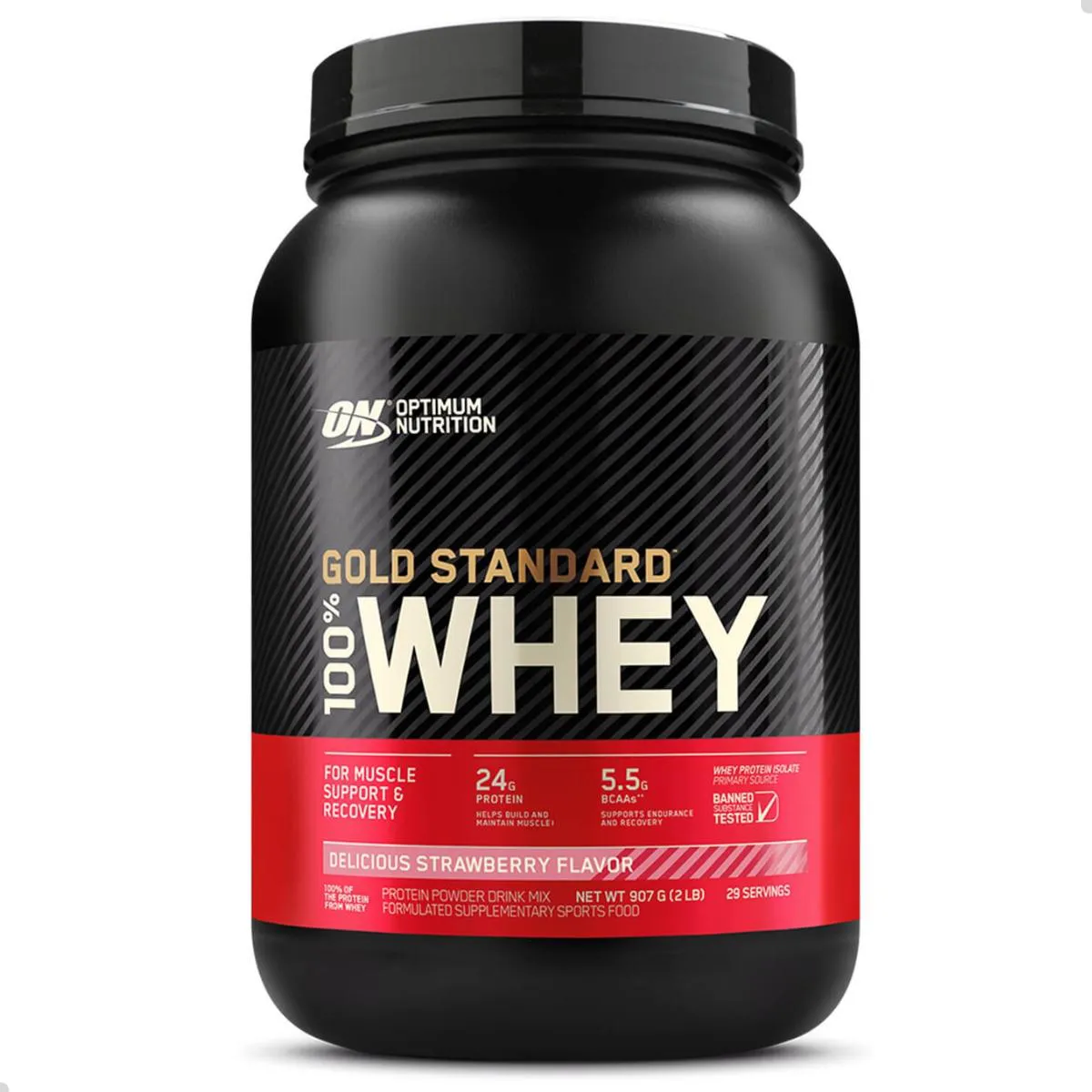 100% WHEY GOLD PROTEIN NEW 907G 2 LBS OPTIMUM NUTRITION Morango