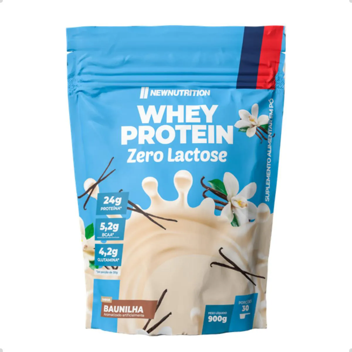 100% WHEY PROTEIN ZERO LACTOSE 900G NATURAL NEW NUTRITION Baunilha