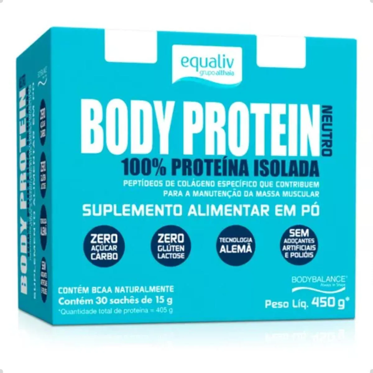 BODY PROTEIN 100% ISOLADO CAIXA 30 SACHêS 15G EQUALIV Neutro