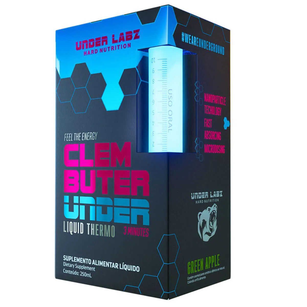 CLEMBUTER UNDER TERMOGêNICO LIQUIDO 250ML - UNDER LABZ Maçã Verde