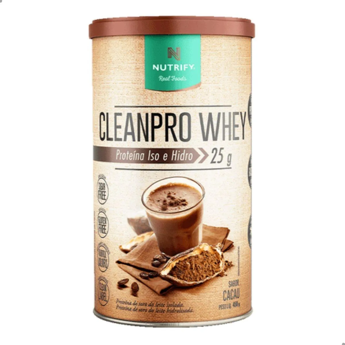 CLEAN PRO WHEY ISO E HIDRO 450G NUTRIFY Cacau