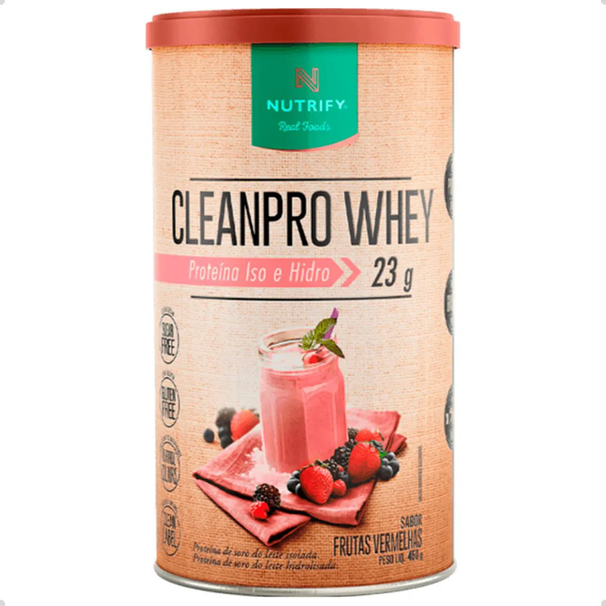 CLEAN PRO WHEY ISO E HIDRO 450G NUTRIFY Frutas Vermelhas