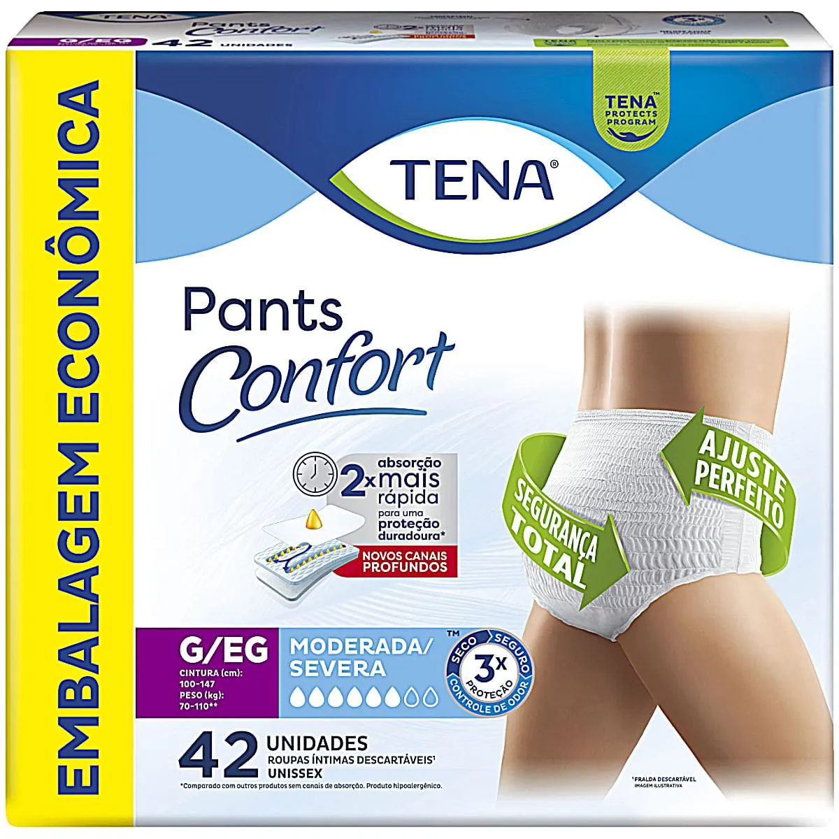 ROUPA ÍNTIMA DESCARTáVEL TENA PANTS CONFORT G/EG-42 UNIDADES