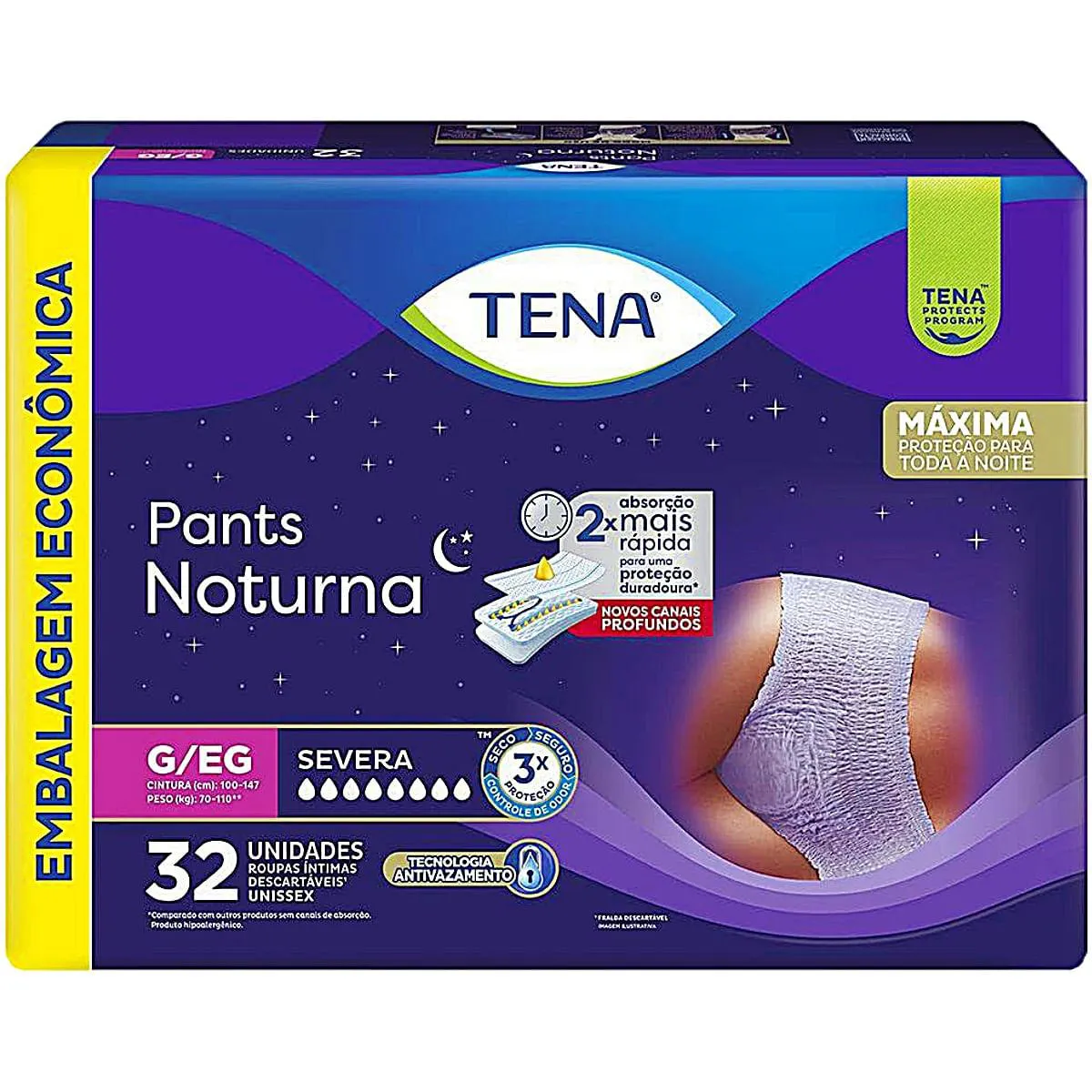 ROUPA ÍNTIMA DESCARTáVEL TENA PANTS NOTURNA G/EG-32 UNIDADES