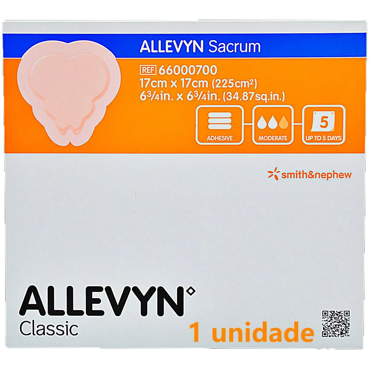 CURATIVO ALLEVYN SACRUM ESPUMA HIDROCELULAR +SILICONE 17X17CM - UNIDADE