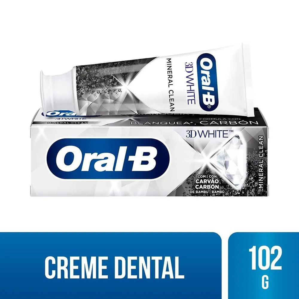 CREME DENTAL ORAL-B 3D WHITE MINERAL CLEAN COM CARVãO 102G
