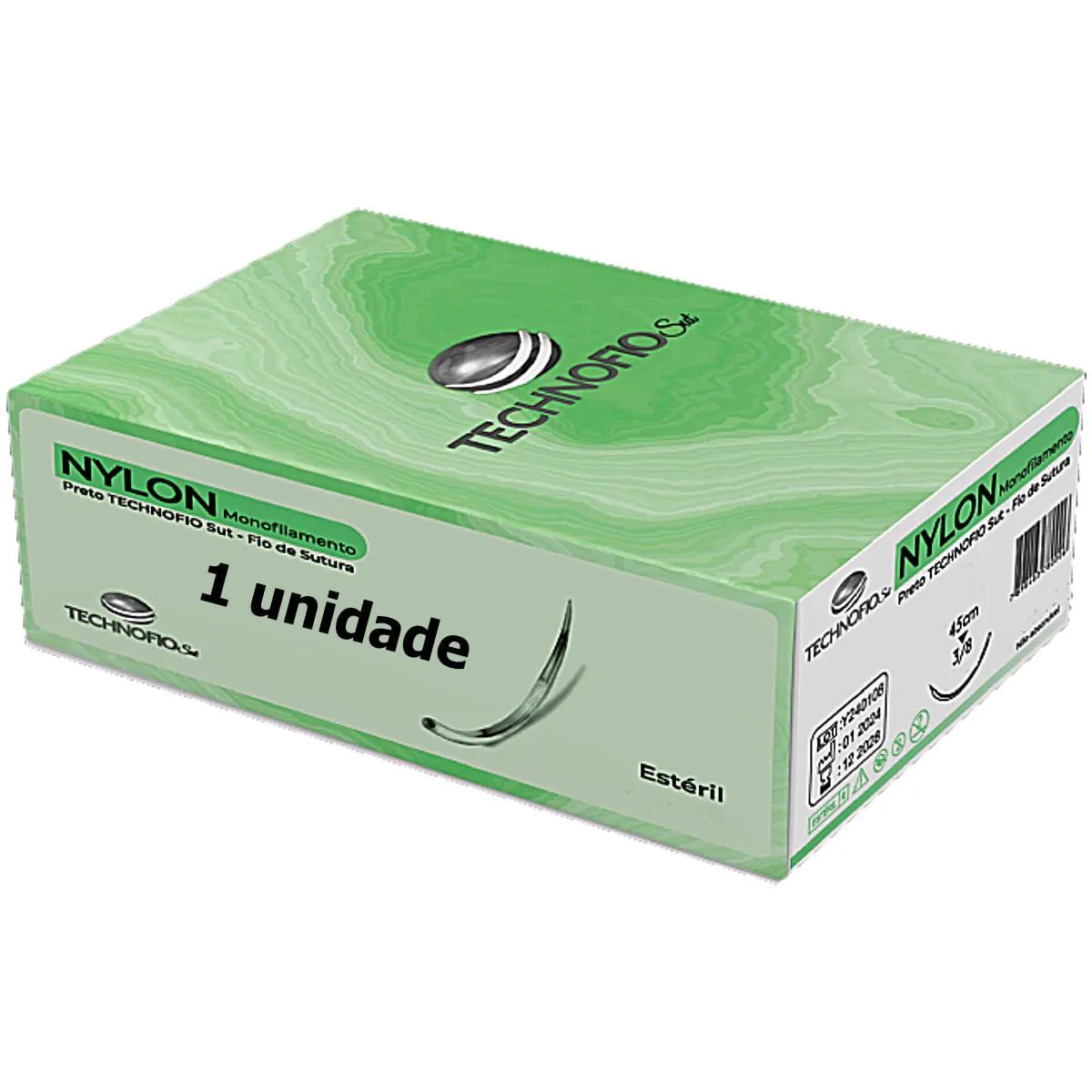 FIO SUTURA TECHNOFIO SUT MONONYLON 5-0 AG 2,0CM 3/8 - UNIDADE