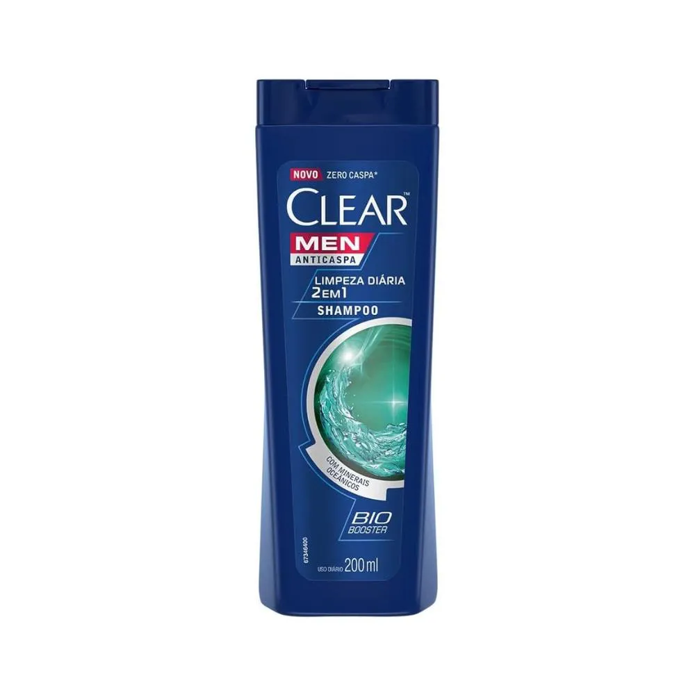 SHAMPOO ANTICASPA CLEAR MEN LIMPEZA DIáRIA 2 EM 1 COM 200ML