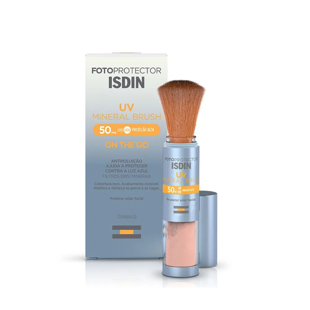 PROTETOR SOLAR FACIAL ISDIN UV MINERAL BRUSH FPS 50 COM 2G