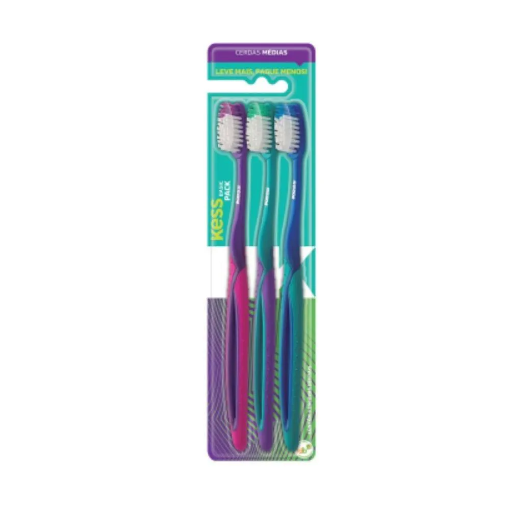 ESCOVA DE DENTE KESS MéDIA C/3 UN