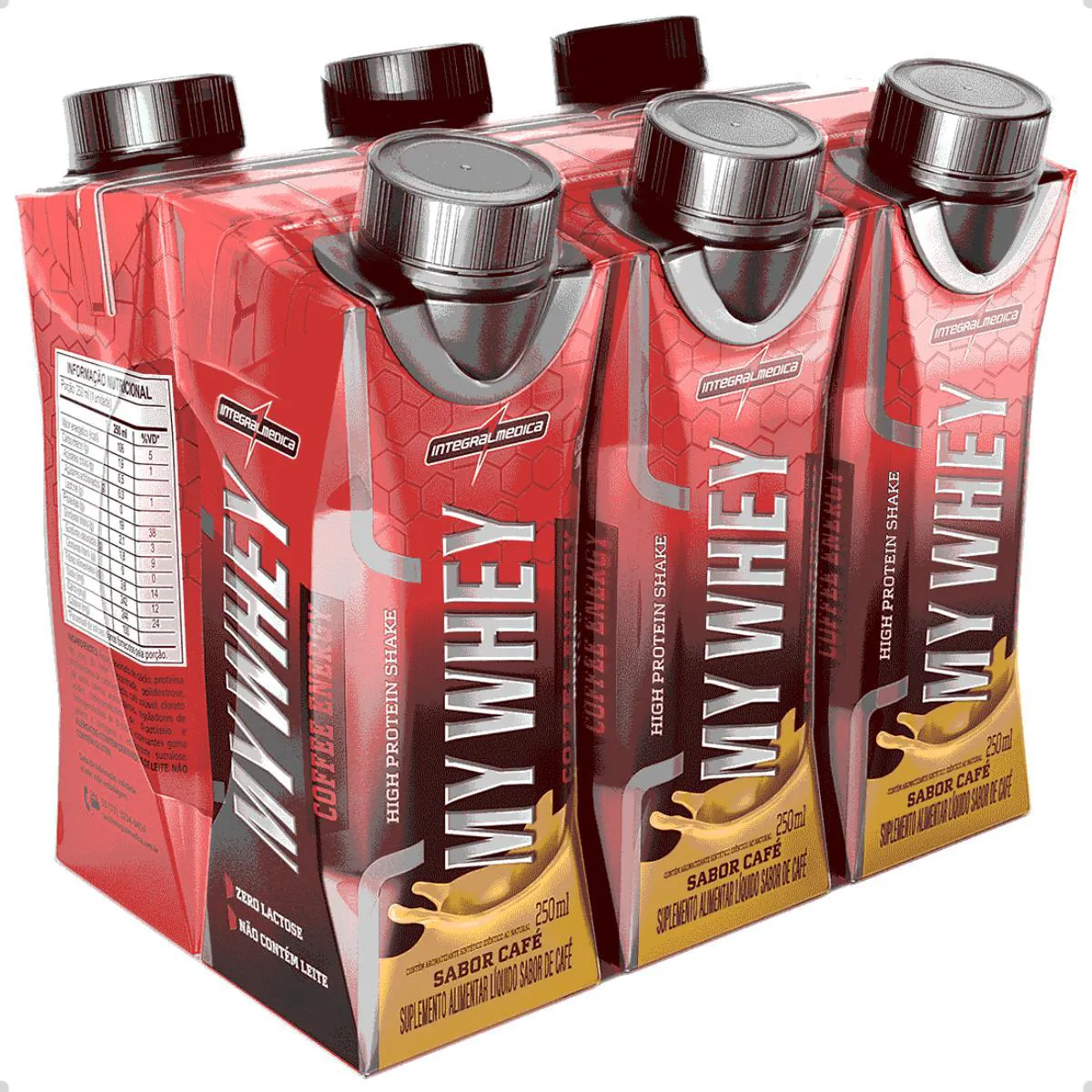 MY WHEY SHAKE PRONTO 250ML 6 UNIDADES INTEGRALMEDICA Café