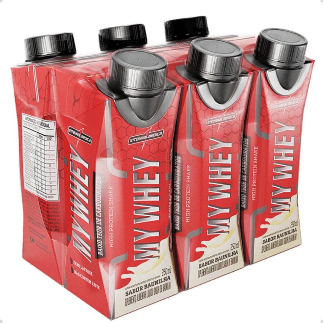 MY WHEY SHAKE PRONTO 250ML 6 UNIDADES INTEGRALMEDICA Baunilha
