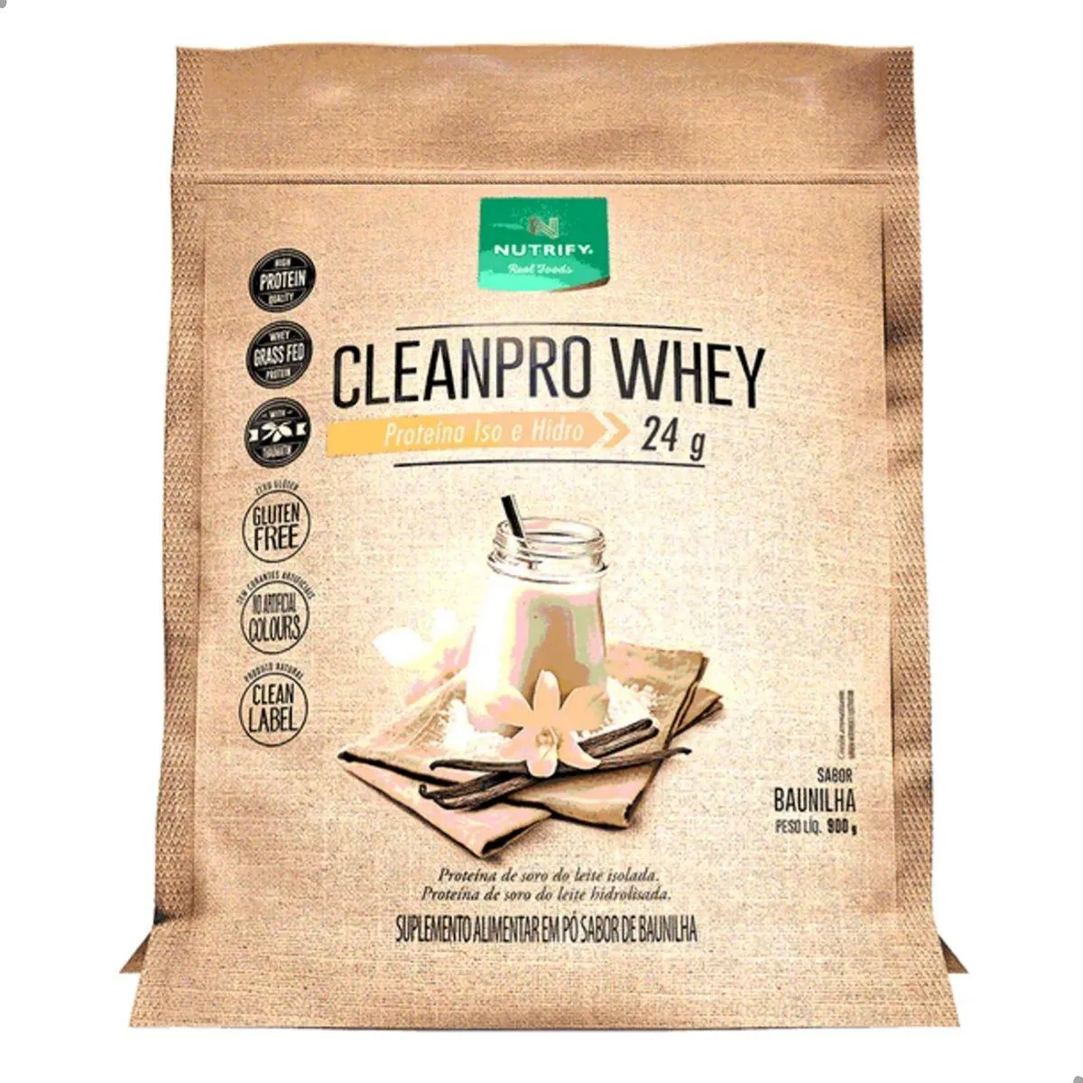REFIL CLEAN PRO WHEY ISO E HIDRO 900G NUTRIFY Baunilha
