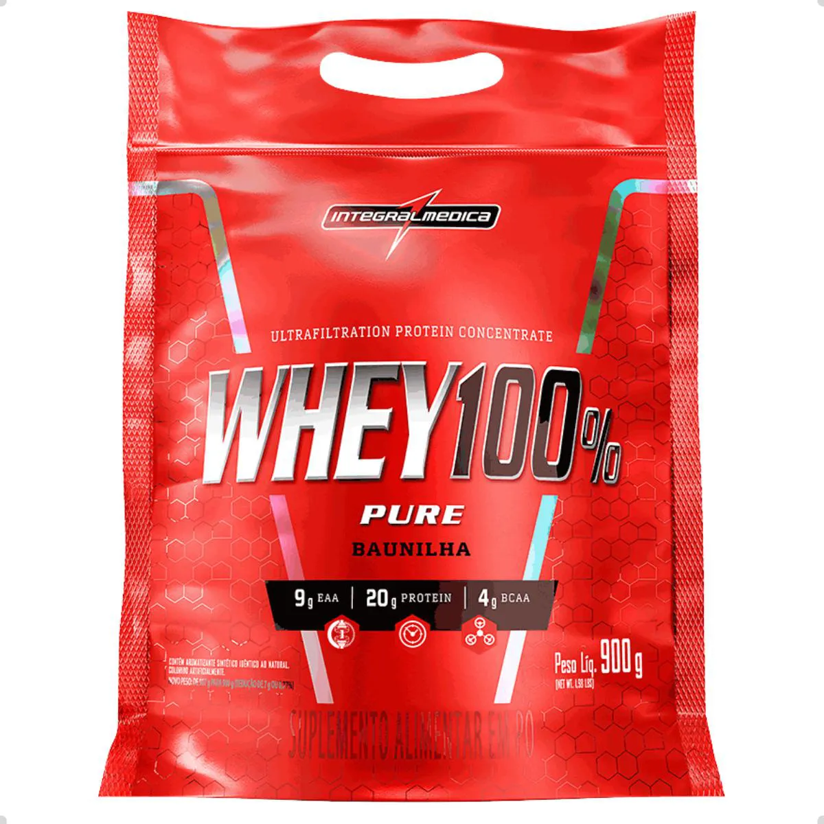 REFIL WHEY 100% PURE POUNCH 900G INTEGRALMEDICA Baunilha