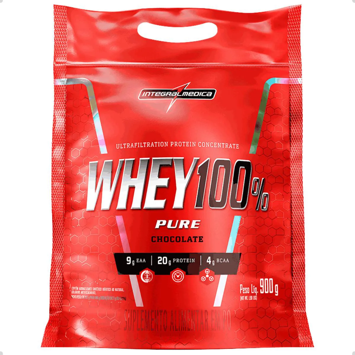 REFIL WHEY 100% PURE POUNCH 900G INTEGRALMEDICA Chocolate