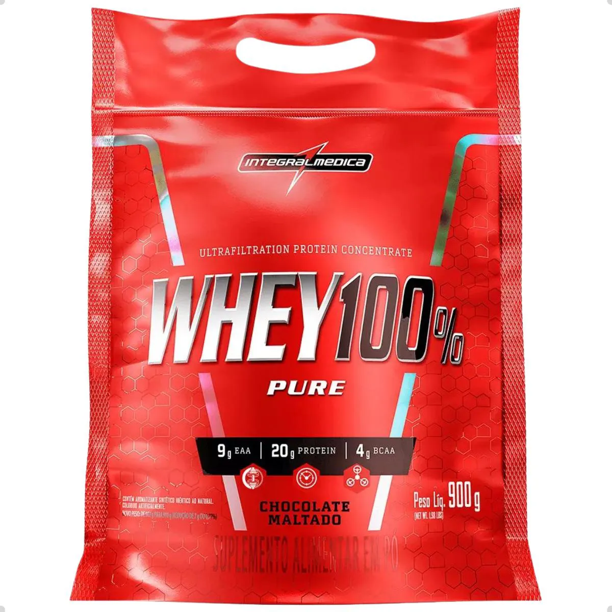 REFIL WHEY 100% PURE POUNCH 900G INTEGRALMEDICA Chocolate Maltado